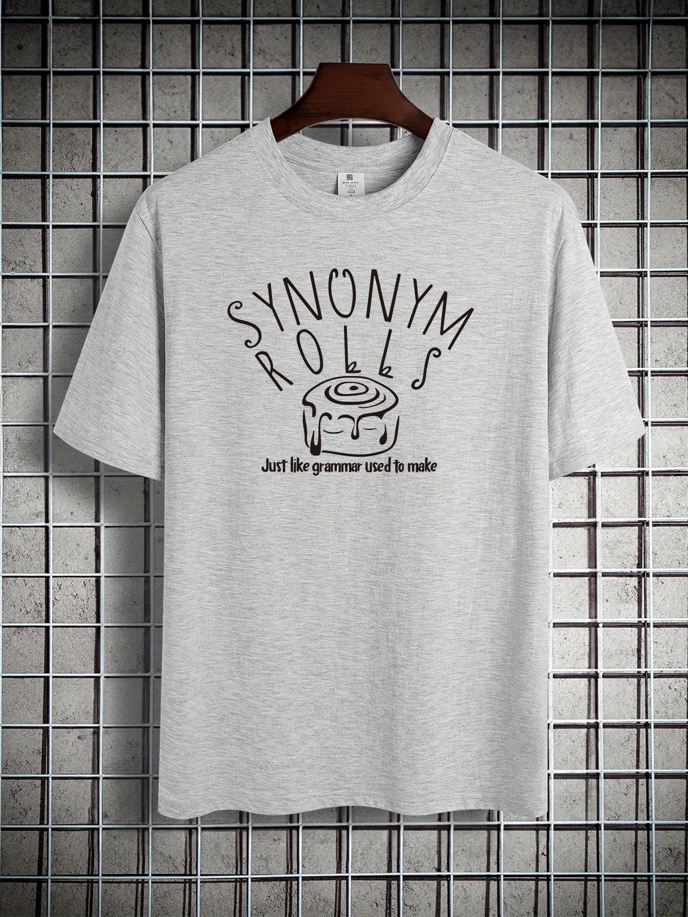 Synonym Rolls Just Like Grammar Used To Make Print, Men's Crew Neck Short Sleeve Summer T-shirt, Casual Comfy Cotton Top For Dai