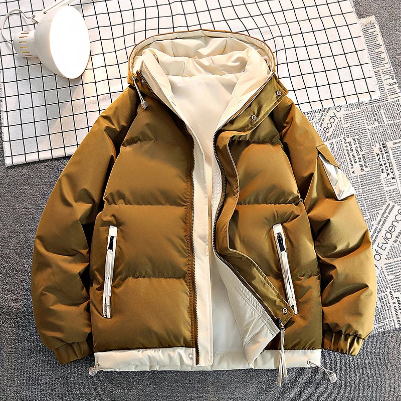 Giacca invernale da uomo in cotone con cappuccio Outdoor spesso caldo moda abbigliamento maschile nuovo casual tinta unita da uomo Parka con cappuccio antivento