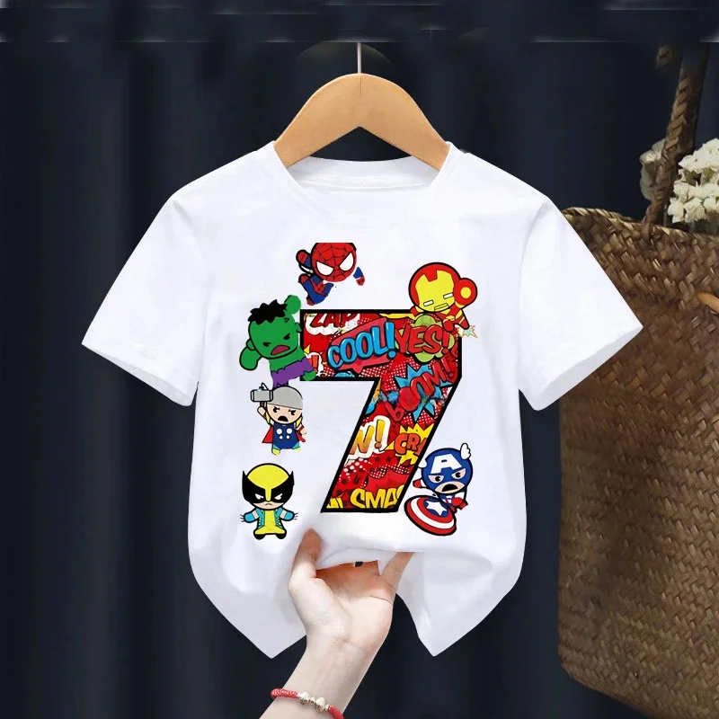 Boy 2 3 4 5 6 7 8 Years Birthday Marvel Spiderman Shirt Personalize Name Birthday Girl T-shirt Super Hero Birthday Party Clothes