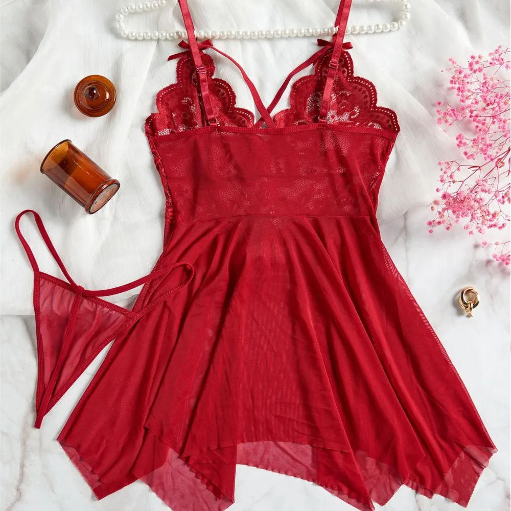 Suspenders Sleepwear For Sleeping Women Pajama Night Dress Thong Set Nighties And Lingeries Women's Nightwear Seductive Dresses