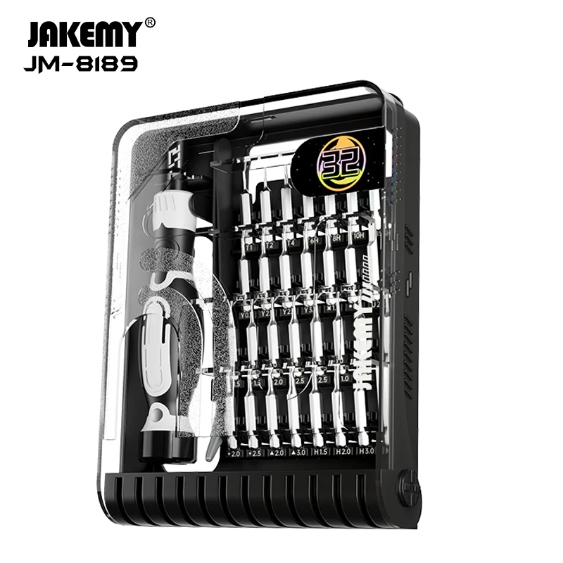 JAKEMY JM-8189 Precision Screwdriver Set Magnetic CR-V Bits Screw Driver Kits for Mobile Phone Camera Glasses Repair Hand Tools