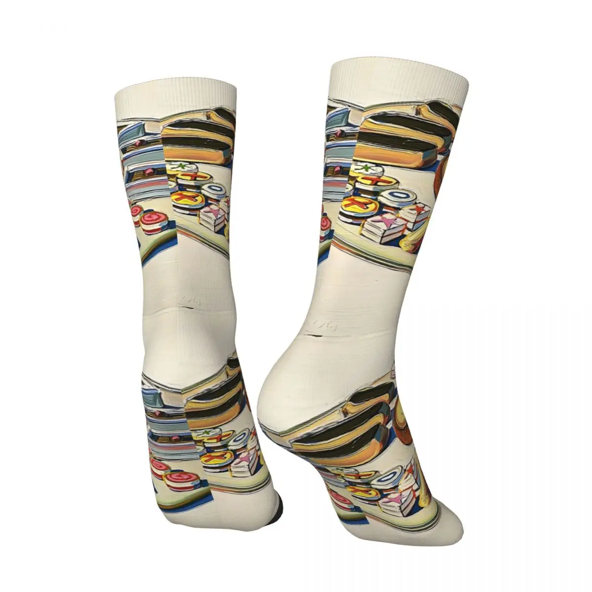 Funny Happy Men's compression Socks Cake Retro Harajuku Wayne Thiebaud Street Style Novelty Pattern Crew Crazy Sock Gift Printed