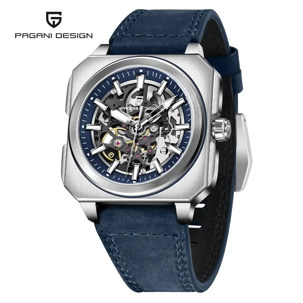 PAGANI DESIGN 38mm Square Luminous Dial 50m Waterproof Tourbillon Men's Mechanical Automatic Watch 2024 Hot Selling PD1791