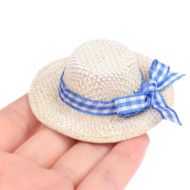 

Doll Hat Woven Straw Hat Flocking Straw Hat Bow Straw Hat ID 3CM OD 6CM Plastic Toys Playhouse Toys Children's Doll House