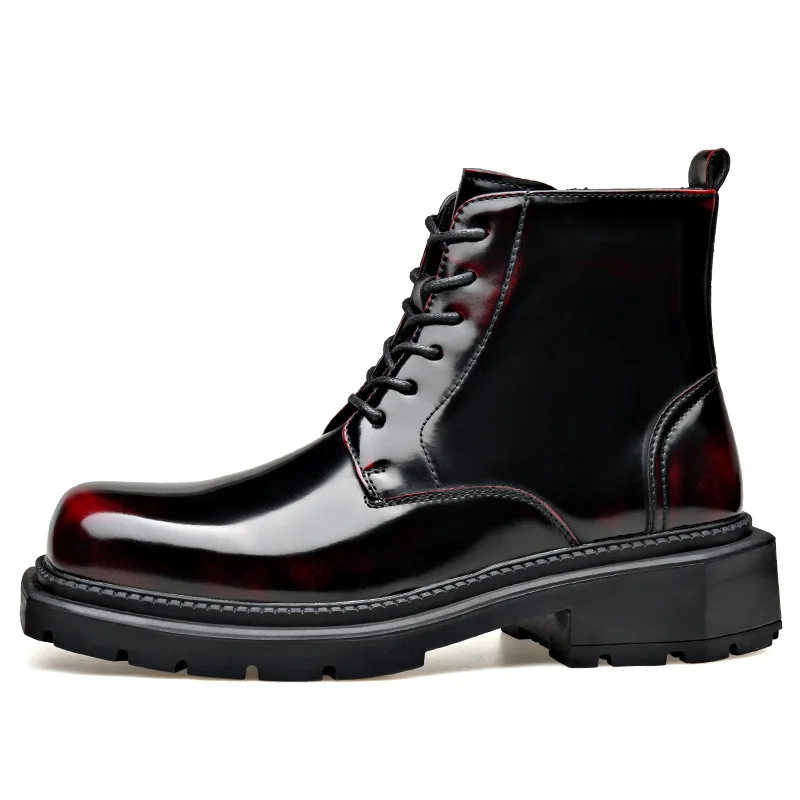 Bottes à plateforme de style britannique pour hommes, chaussures en coton chaud, bottes de rinçage, cuir décontracté, créateur de mode, automne, hiver