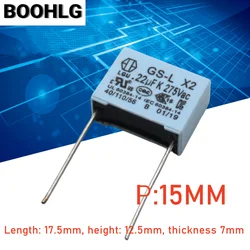 20PCS LGU GS-L MKP 0.22uf 224 220nf 275v 305v safety X2 film capacitor 15mm