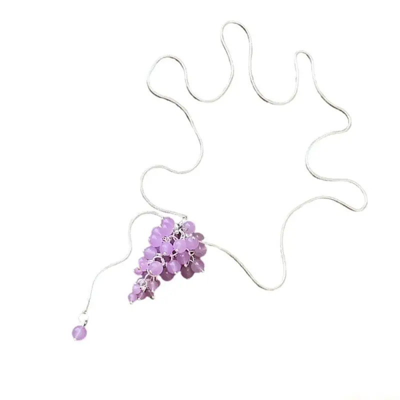31BF Trendy Multicolor Grape Charm Extendable Necklacefor Women Versatile Neck Jewelry Piece for Outfits Matching