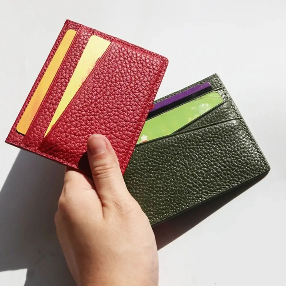 Luxury Genuine Leather Card Holder Fashion Thin Soft Thin Card Holder Slim Oil Edge Inclined Card Slot Bag