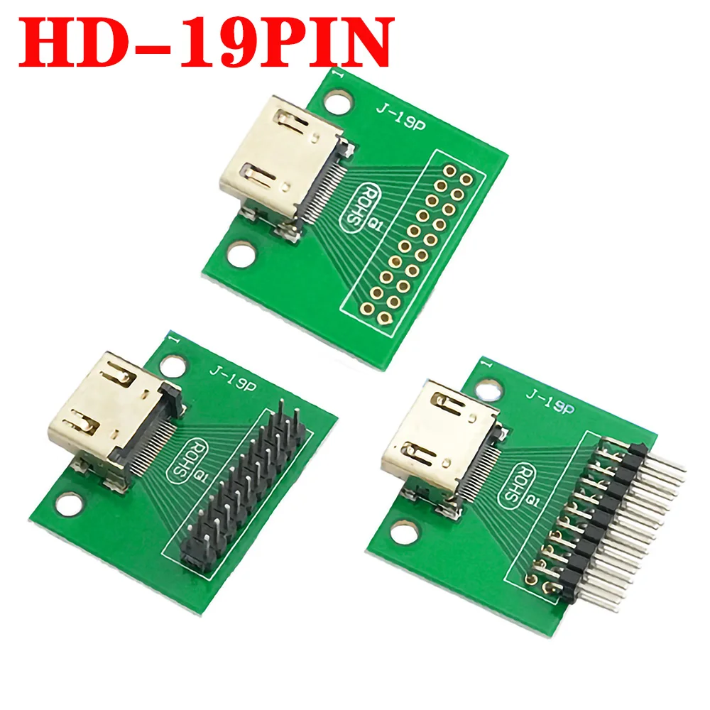 5pcs 19P HDMI-Compatible A Type 19Pin PCB Board HDMI Socket Port Connector HD Test Female Seat