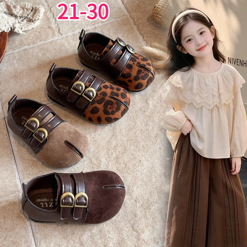 Kids Baby Leopard Print Shoes Girls Mary Jane Flats All Season Toddler Soft Non-slip Suede Boys Footwear Shoes Children's Shoes