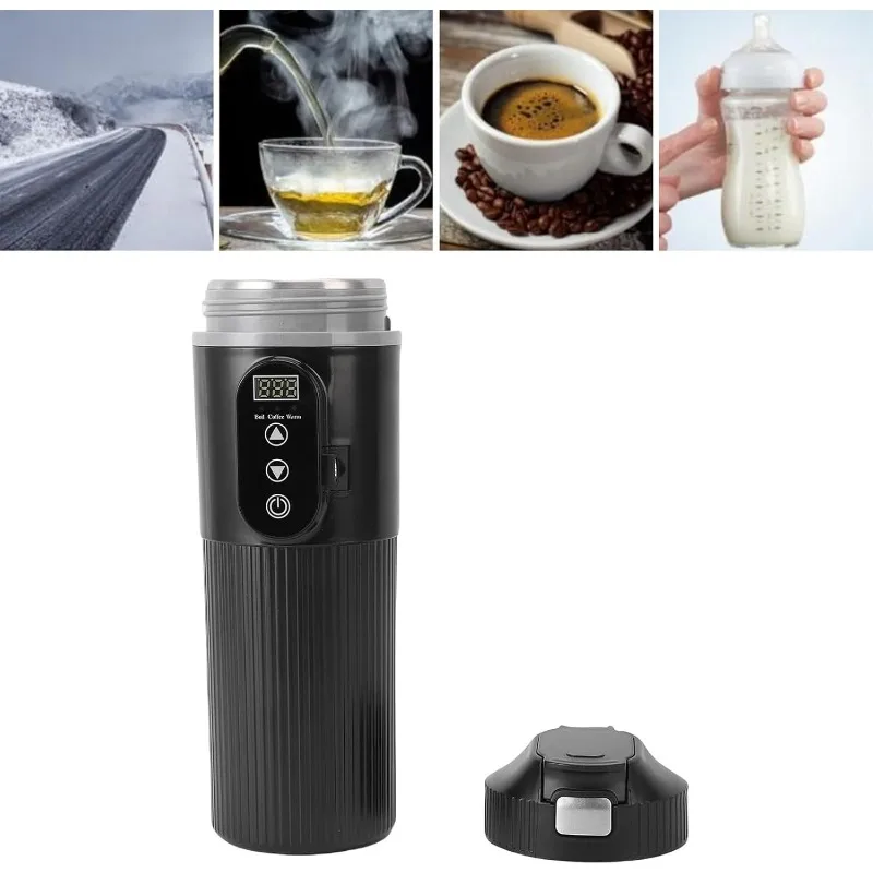 Portable 500ml Car Heating Mug 304 Stainless Steel with Temp Control Display for Camping Travel Auto Shut Off Safety