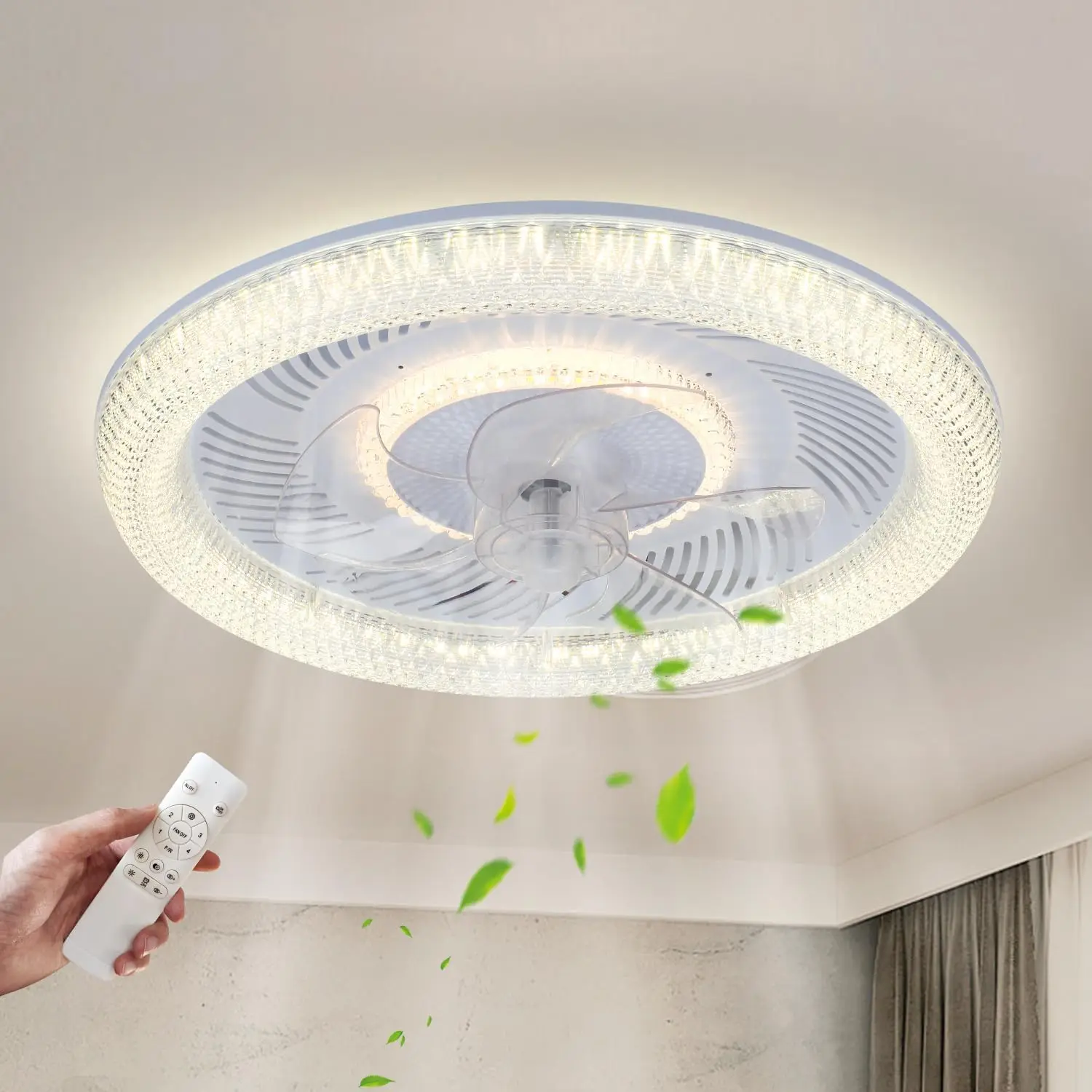 Deckenventilator mit Licht und Fernbedienung 54W Dimmbar Deckenleuchte Mit Fernbedienung für Schlafzimmer Wohnzimmer Esszimmer