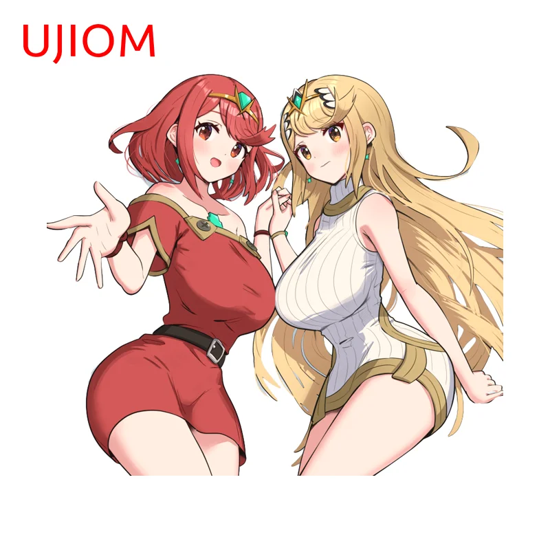 UJIOM Pyra y Mythra Xenoblade Waifus - Adhesivo decorativo para pared, divertido adhesivo para ordenador, monopatín, refrigerador, decoración elegante e impermeable para habitación
