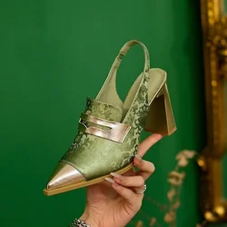 2024 Womens Summer New Printed Designer Muller Shoes Sexy Pointed Toe Comfortable Anti-Slip Shallow Mouth Slip-on Womens Sandals