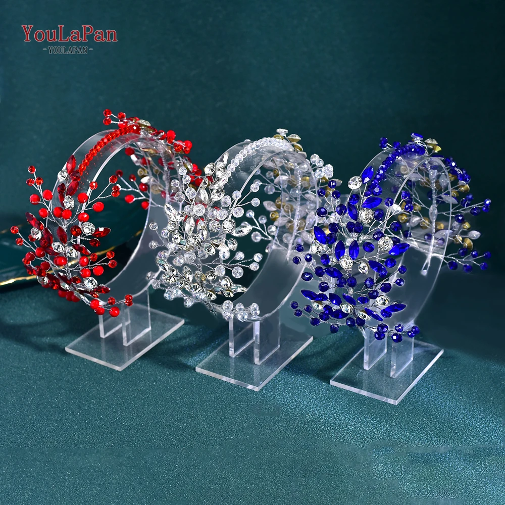 

YouLaPan Wedding Bridal Head Bands Elegant Princess Headwear Tiara Handmade Beaded Crystal Hair Jewelry Accessories HP804