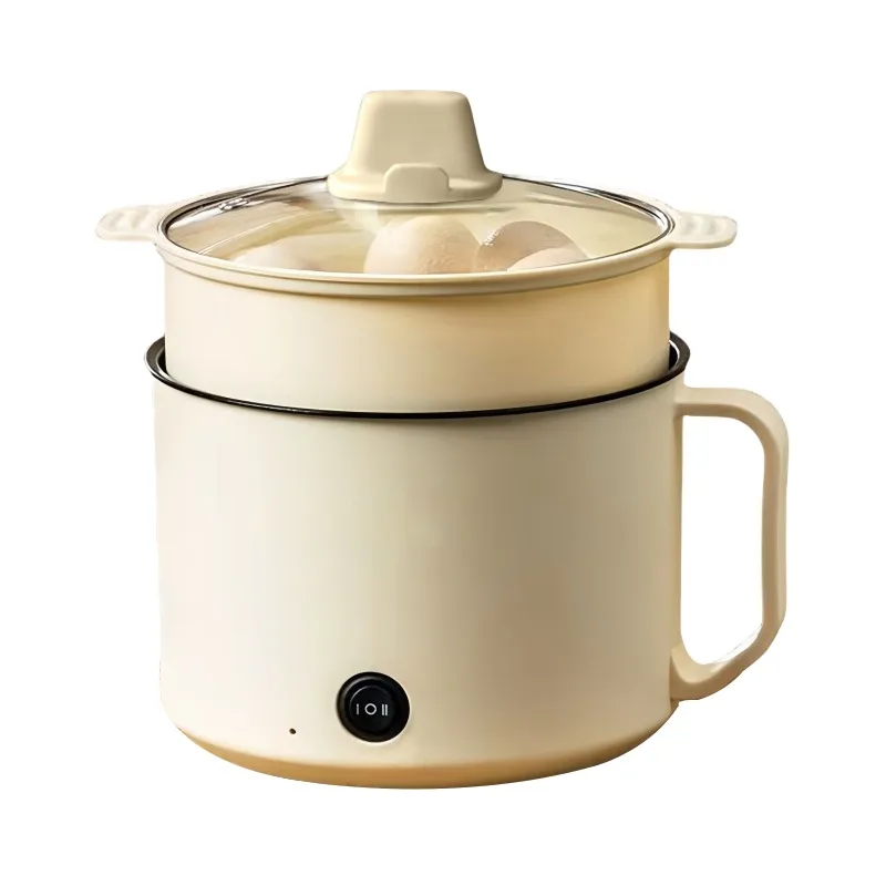 Electric hot pot for 1-2 people home non-stick coated tempered glass lid 1.8L capacity multi-function stir-frying