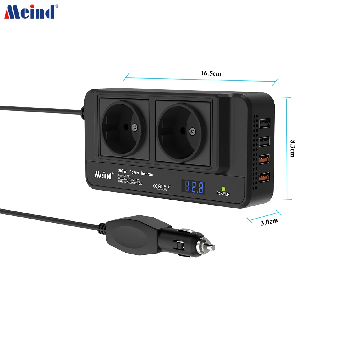 Highly recommend Meind 200w car inverter 12v to 220v power inverter for car