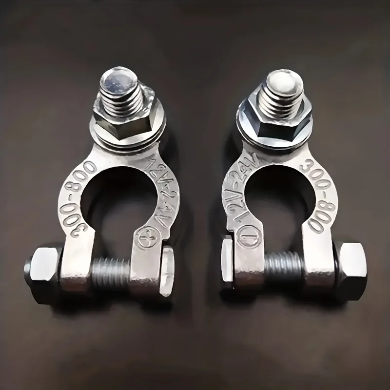 

1Pair Car Battery Terminal Clamps Adjustable Conductive Caps Heavy Duty Stud Type Cable Positive Negative