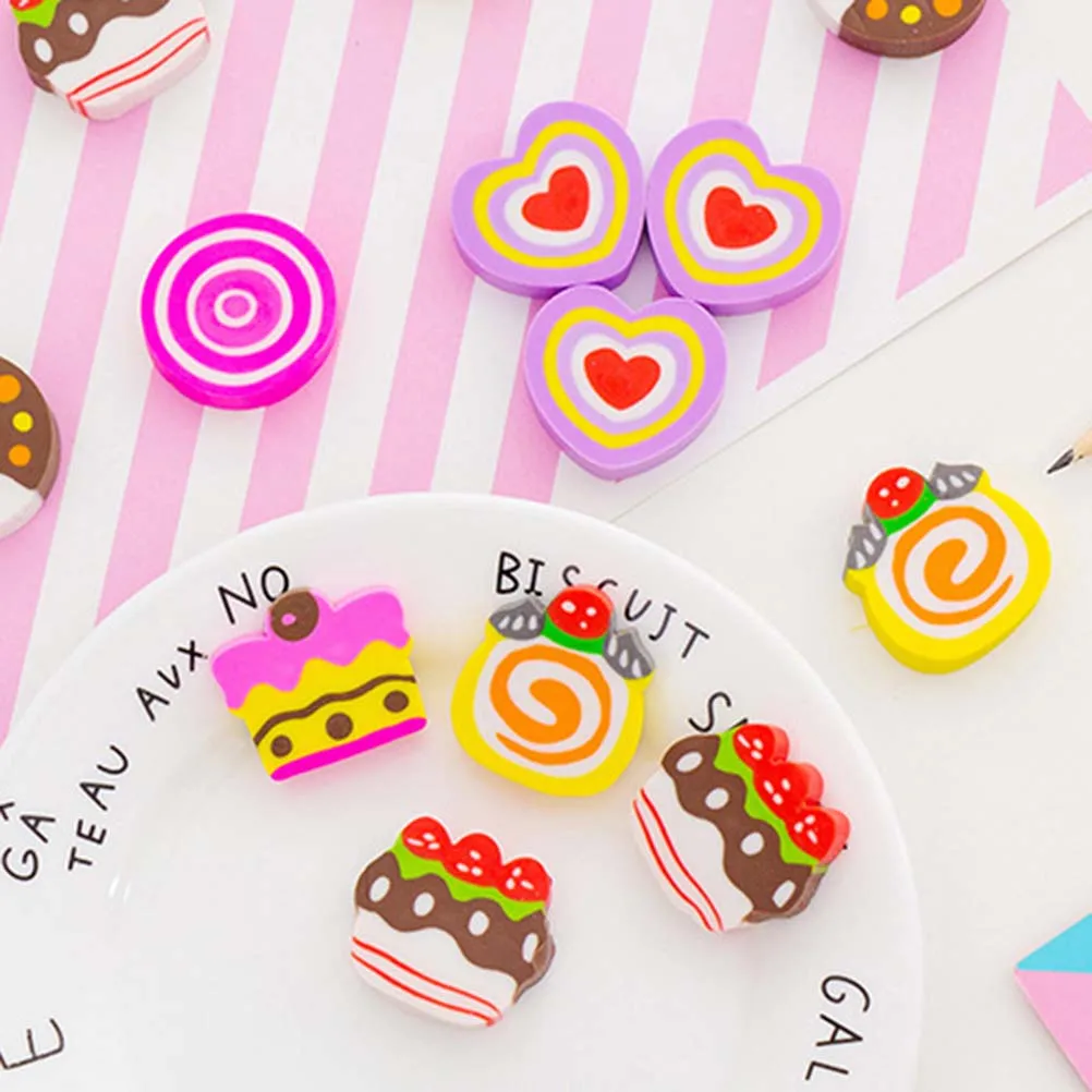 

6 Pcs Kids Stationery Creative Eraser Supplies Creative Writing Cake Stationery Supplies Eraser Tool Gift