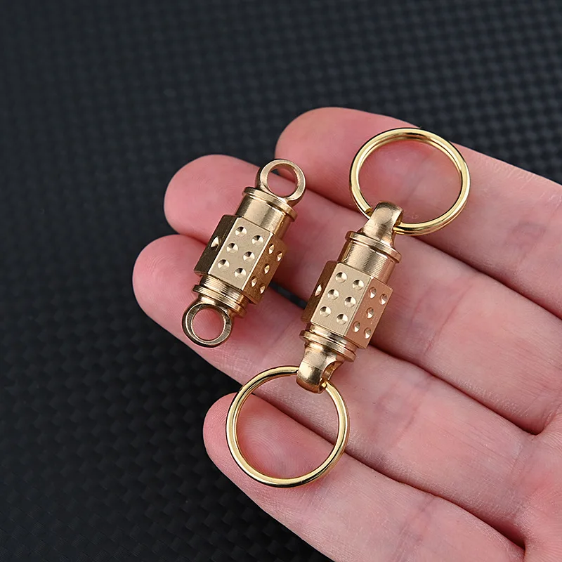 Brass Universal Joint Rotating Double Ring Keychain Quick Release Car Keys Backpack Bag Box Accessory Connection