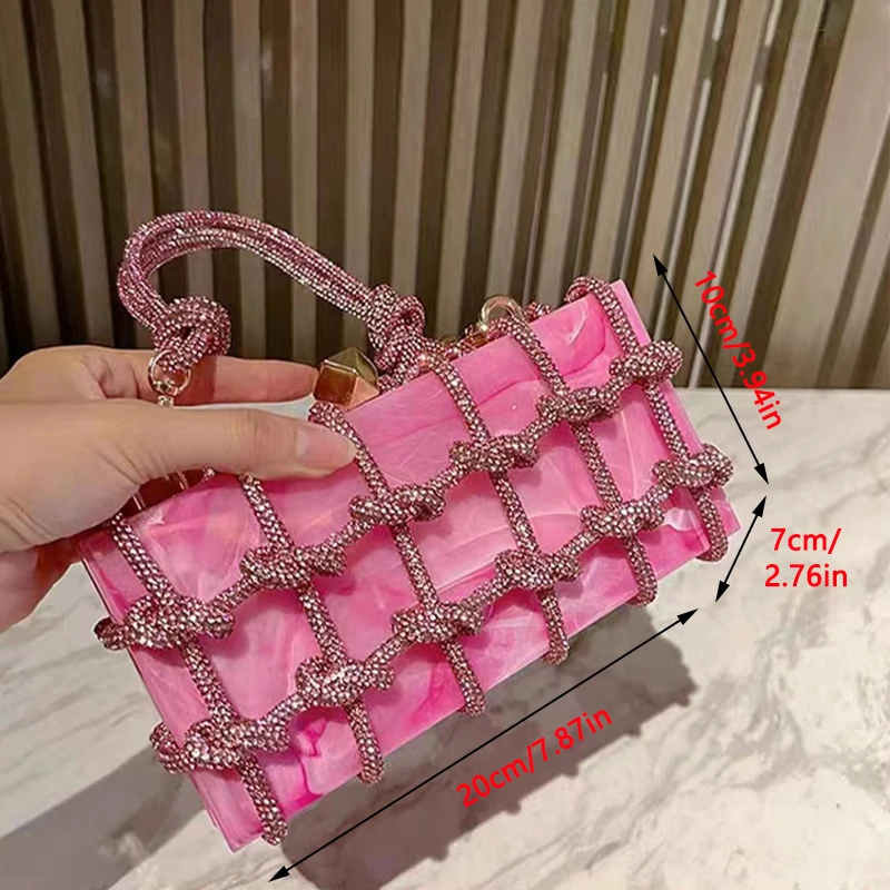 JIOMAY Luxury Acrylic Clutch Bag Brand Fashion Designer Handbags Marbling Evening Clutch Versatile Party Rhinestone Bag