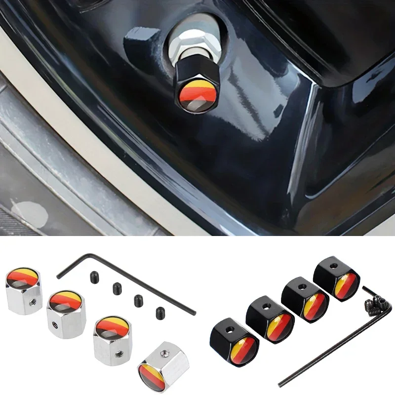 4PCS Germany Flag Car Wheel Air Covers Car Air Valve Stem Caps for Ford Dodge Honda BMW Toyota Audi Nissan Subaru Mazda Volvo VW