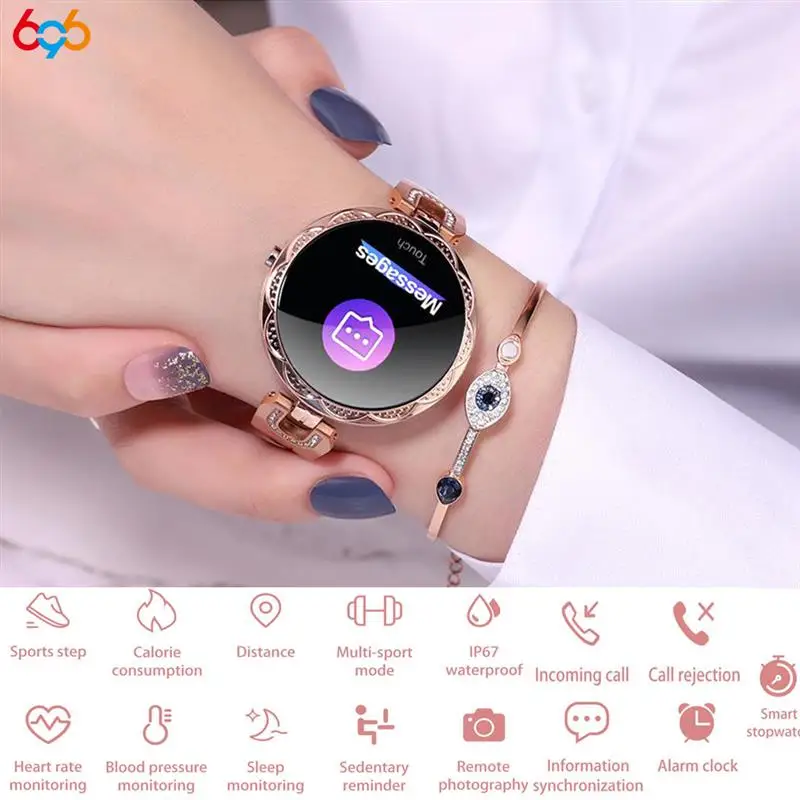 

Top Woman Smart Watch Bracelet Girl Heart Rate Blood Pressure Sleep Quality Detection Pedometer IP67 Waterproof Fashion