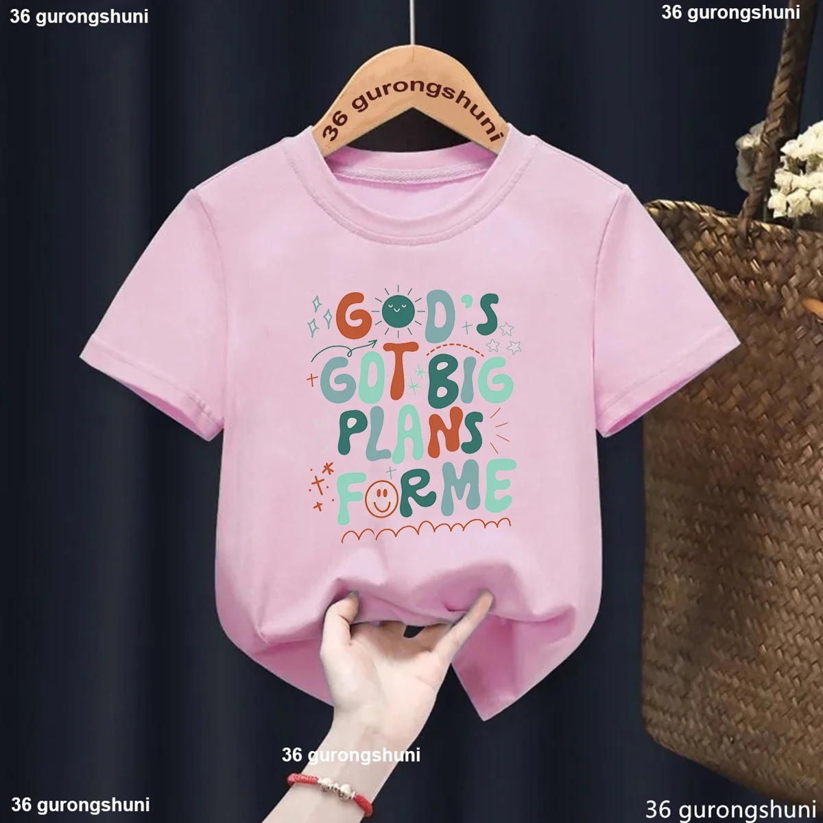 

Hot Sale Teen God Lover Graphic Print Children Tshirt Fashion Harajuku Girls Toddler T Shirt Pink O-Neck Short Sleeved Tops