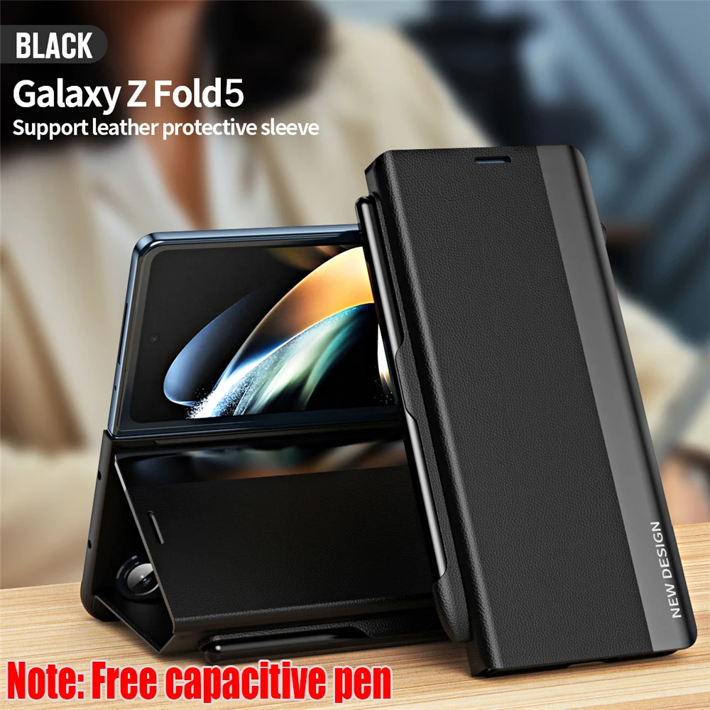 Magnetic Leather Case With S Pen Holder Flip Protection Full Cover For Samsung Galaxy Z Fold 6 5 5G Phone Cases Shockproof Funda