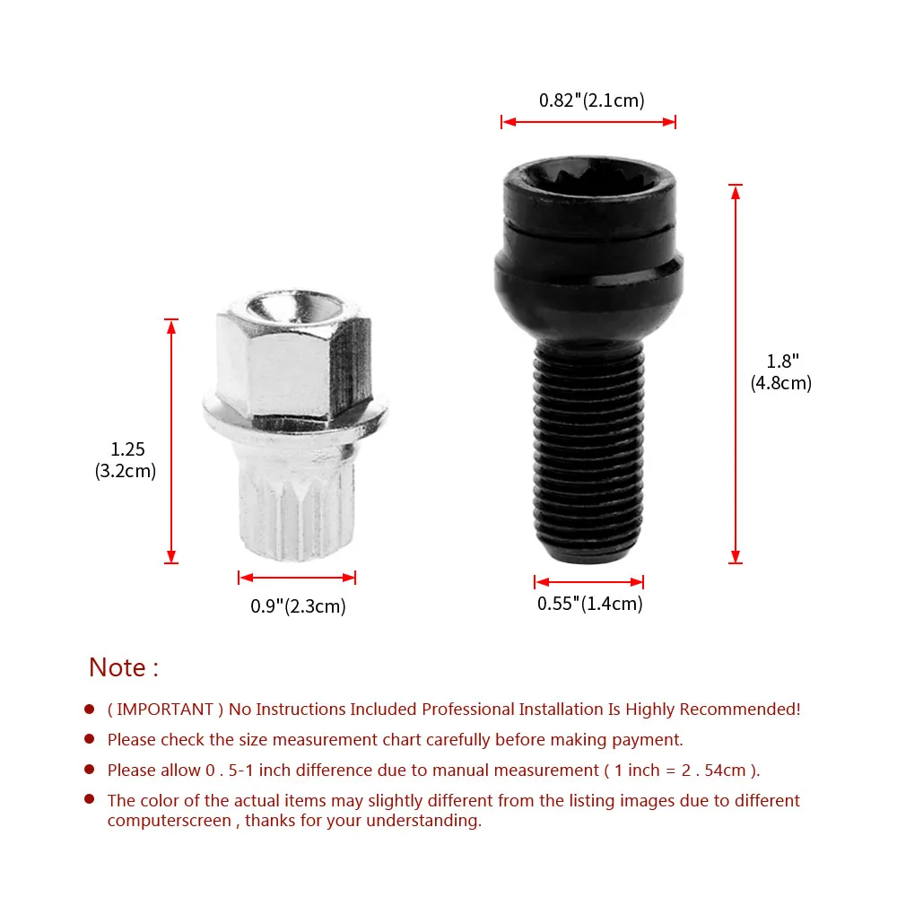 For VW Golf Jetta Passat Audi A4 A6 A8 TT M14*1.5 Anti-theft Wheel Screw Bolt Lock Nut Key Adapter