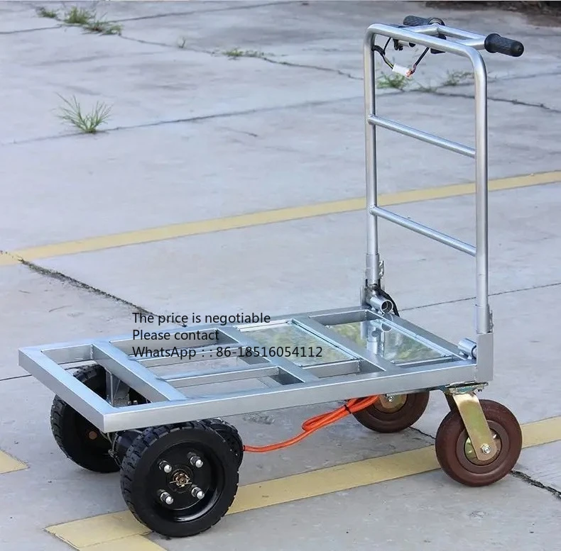 

New electric trolley flatbed truck pulling goods trolley moving truck pulling cement construction site electric transporter