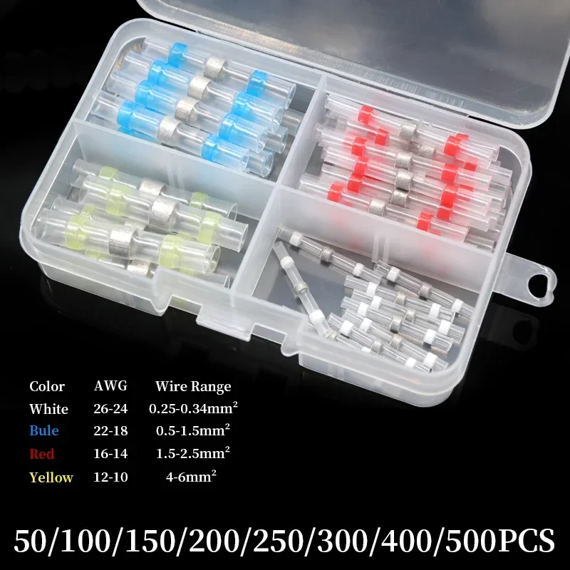 1/3/5 Boxed Solder Seal Wire Connector 3:1 Heat Shrink Sealed Insulated Butt Splice Terminal Waterproof Butt Connectors kit