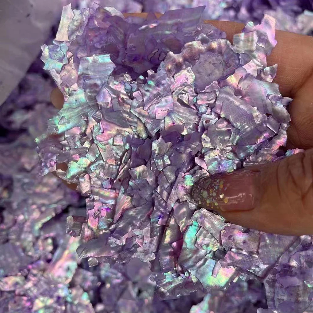 5 جرام/الحقيبة رقائق قذيفة اللؤلؤ أذن البحر قذيفة للأظافر رقائق فنية للأظافر أذن البحر صدف مسمار سحر شريحة غير منتظمة الترتر-