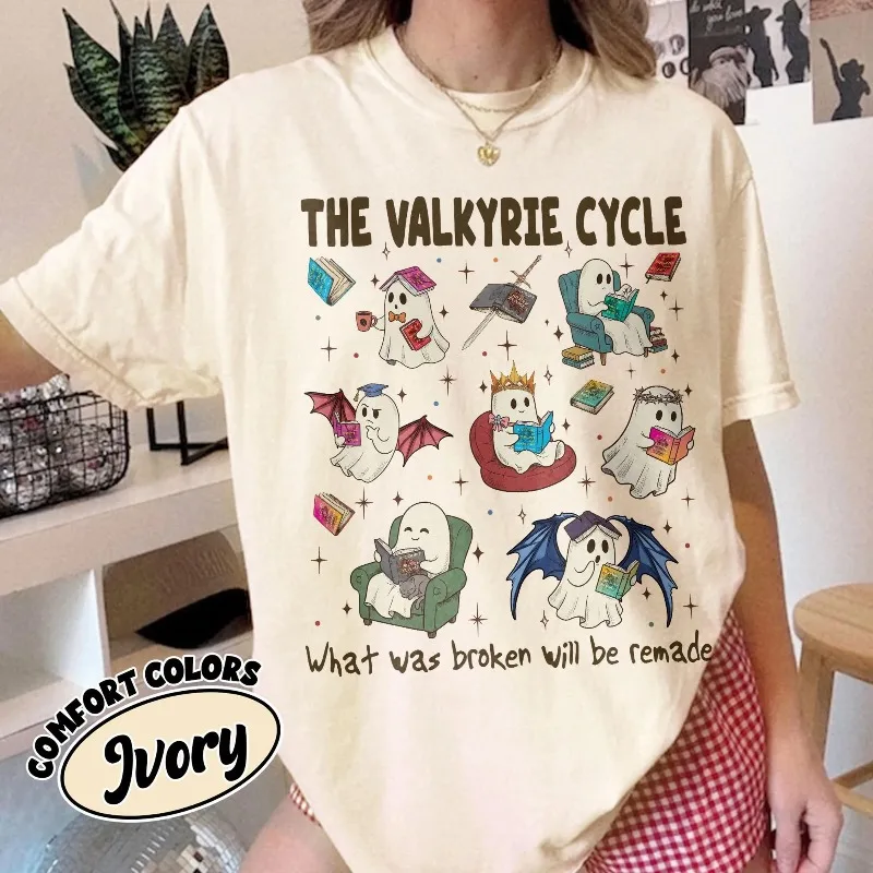 Autumn New Base Shirt Unisex T-shirt ACOTAR Ghost Reader Comfort Colors® Shirt, Valkyrie Bookish Halloween Tee