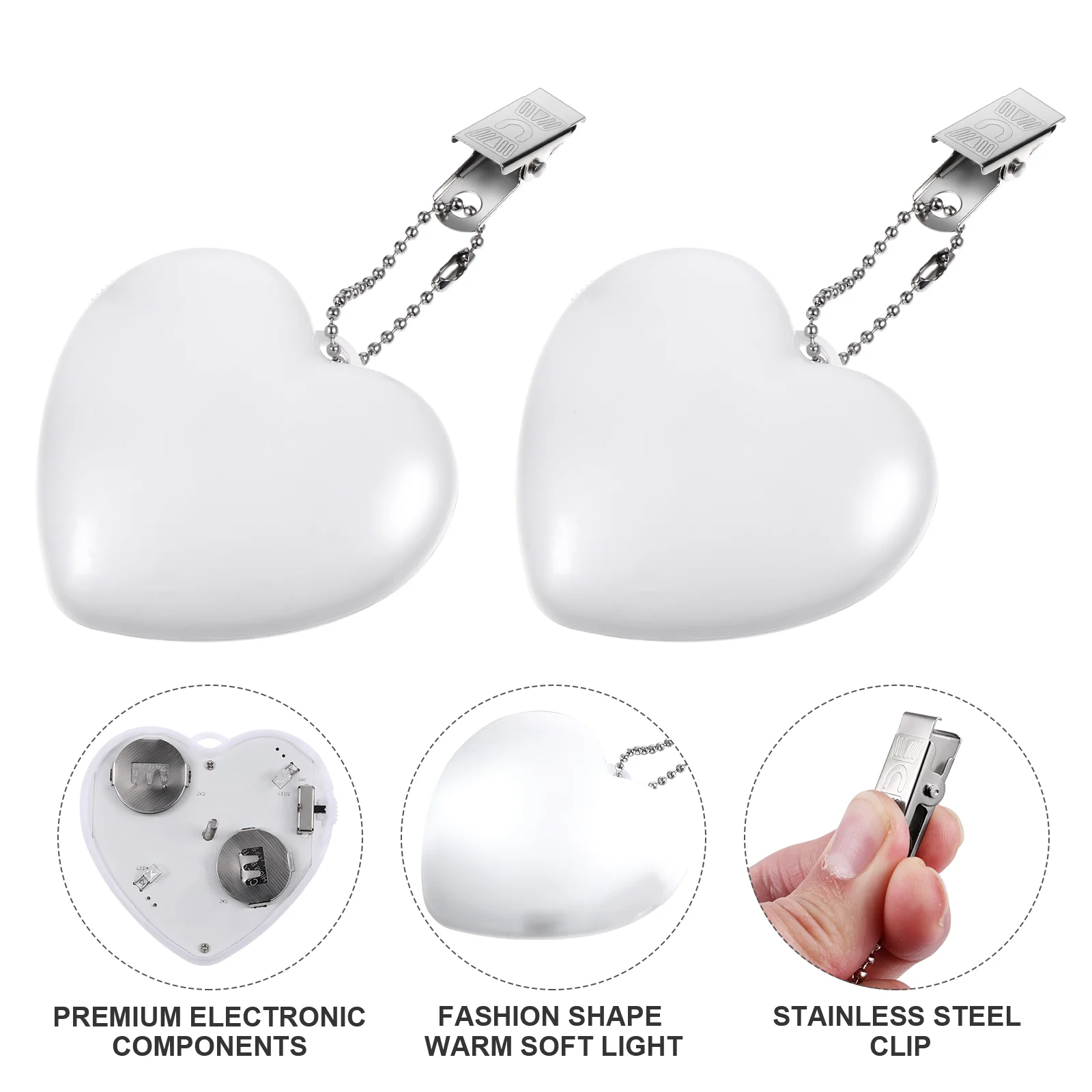 2 Pcs Small Lamp Heart Night Light LED Purse Touch Sensor Handbag White Powered Miss