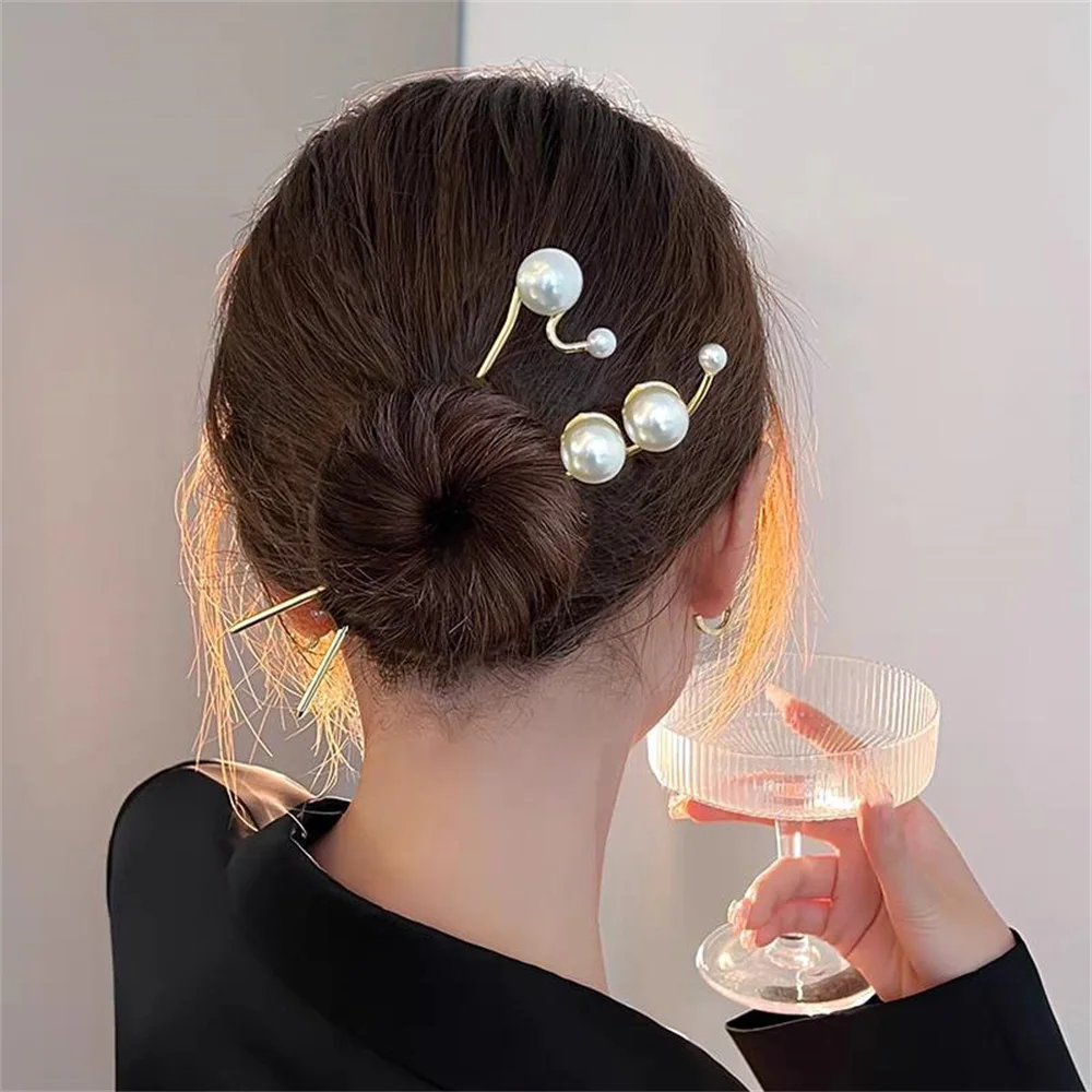 Luxury Imitation Pearl Hair Sticks Vintage Chopstick Hairpins Women Girls Hair Clip Pin Headwear Wedding Headdress Wholesale