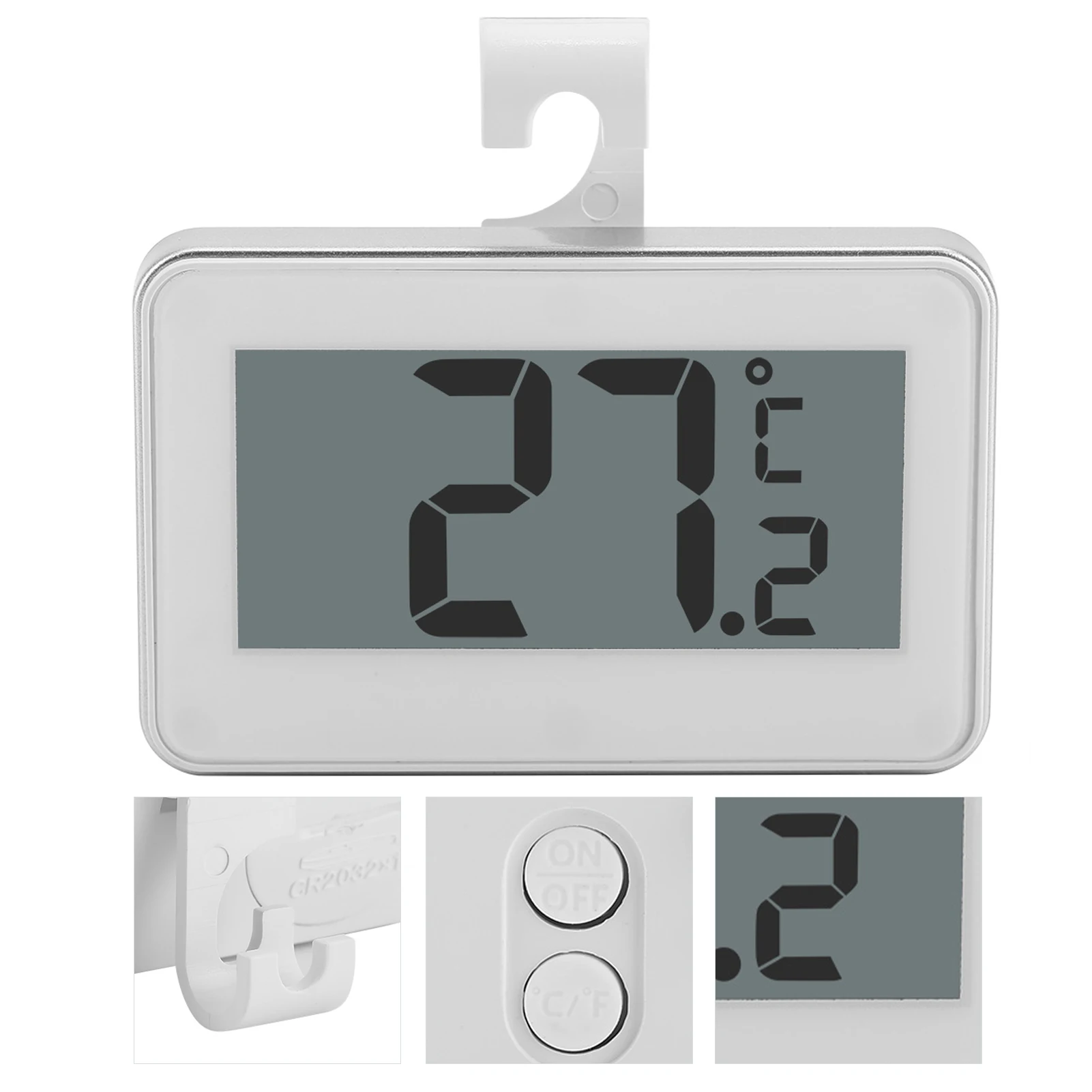 Focket Refrigerator Thermometer Digital Large LCD Screen Fridge Thermometer  with Adjustable Stand Magnet for Refrigerator  Room