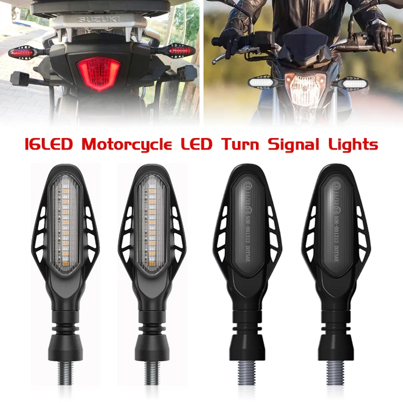 Motorcycle 16LED Turn Signal Lights Directional Indicators Flashing Rear Tail Brake Flasher Light Stop Signal Lamp DRL Lamps