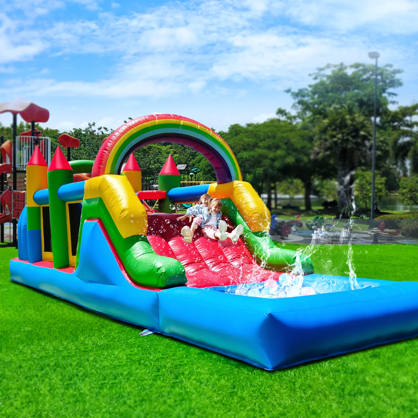 Maison gonflable de rebond de cours d'obstacles de qualité commerciale de 7.6x2.4x2.5m pour les enfants Parc pour enfants aire de jeux pour enfants