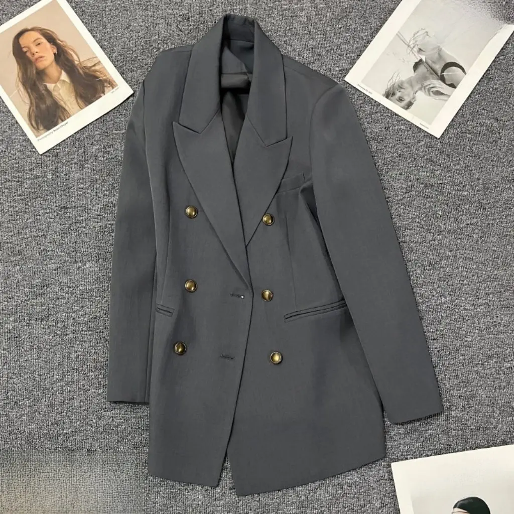 

Women's Charcoal Grey Suit Jacket High-End Temperament Casual Street Style Spring Fashion Trend