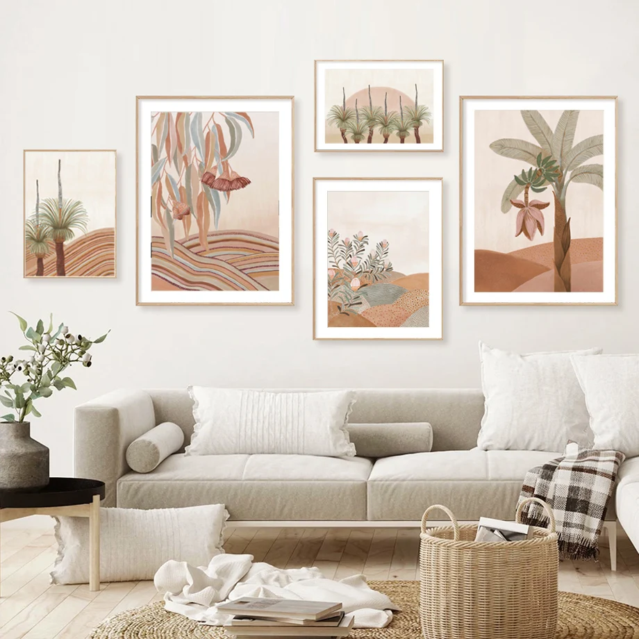 Abstract Boho Palm Dune Plant Wall Art Canvas Painting Nordic aesthetic Posters And Prints Wall Pictures For Living Room Decor