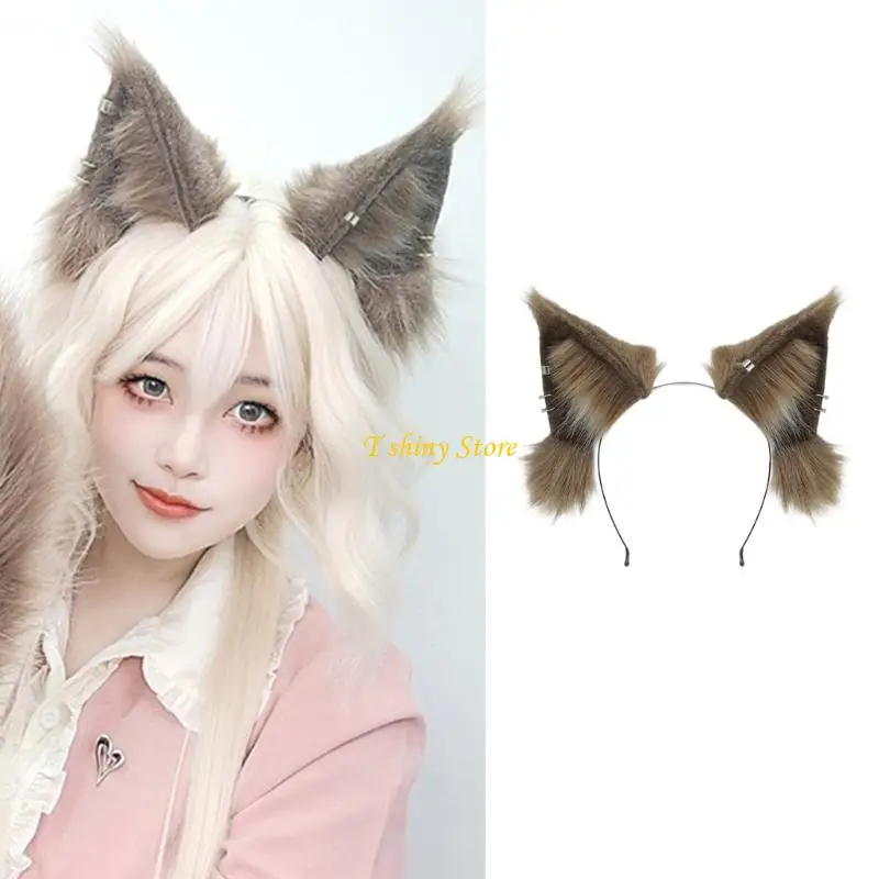 n58f-伸縮性のあるぬいぐるみ動物の耳ヘアバンド快適なヘアスタイリングアクセサリーヘアフープ