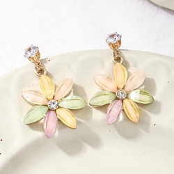 Earrings For Women Colorful Flower Acrylic Rhinestone Ear Accessories Holiday Party Gift OL Fashion Jewelry DE104