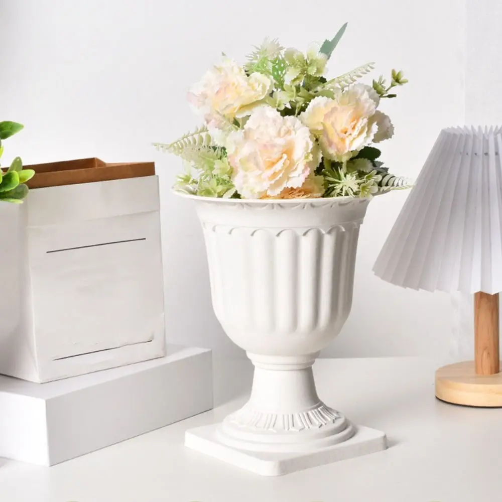 2pcs Desktop Decor Ornament White Plastic Containers Flowerpot Roman Wedding Pedestal Style Planter