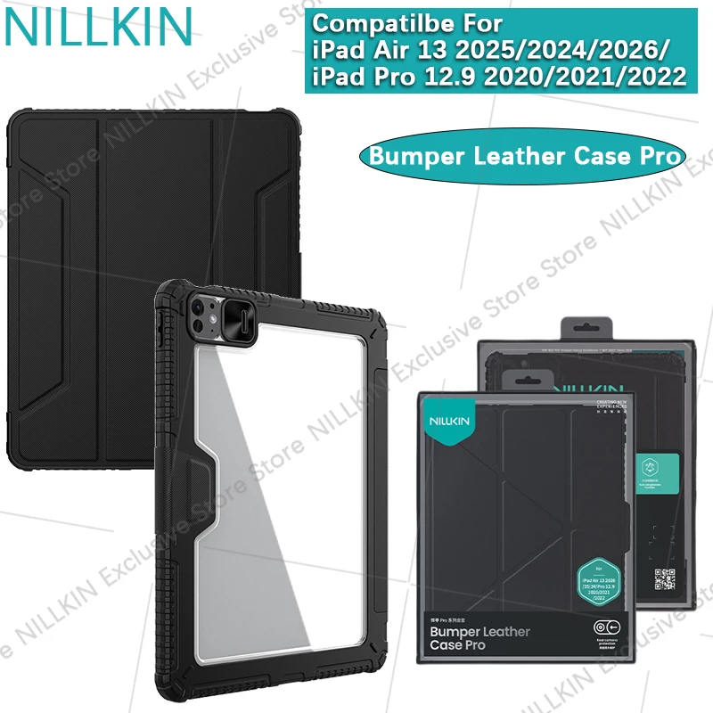

Nillkin For iPad Air 13 2026/2025/2024/Pro 12.9/2021/2022 Bumper Leather Pro Folding bracket protective shell protective cover
