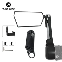 WEST BIKING Bike Rear View Mirror Foldable Alloy Vice Handle Cycling Bar Ends 360° Rotation MTB Bicycle HD Handlebar Rearview
