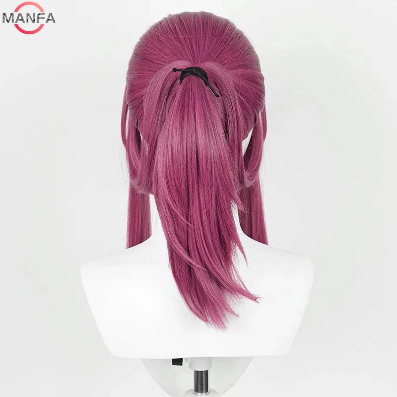 Peluca de Cosplay CyHSR Kafka, pelucas de cola de caballo de 45cm de largo, pelucas sintéticas resistentes al calor, pelo del cuero cabelludo, fiesta de Halloween + gorro de peluca