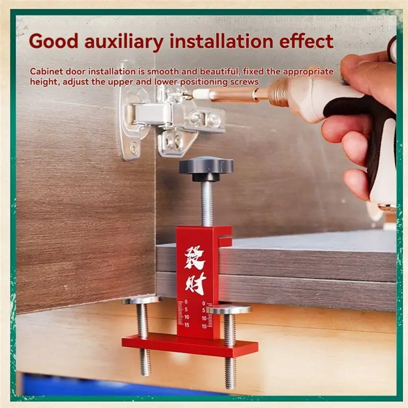 Happy New- 2X Woodworking Cabinet Door Installation Positioning Clip Adjustable Aluminum Cabinet Closet Door Clamp Woodworking T