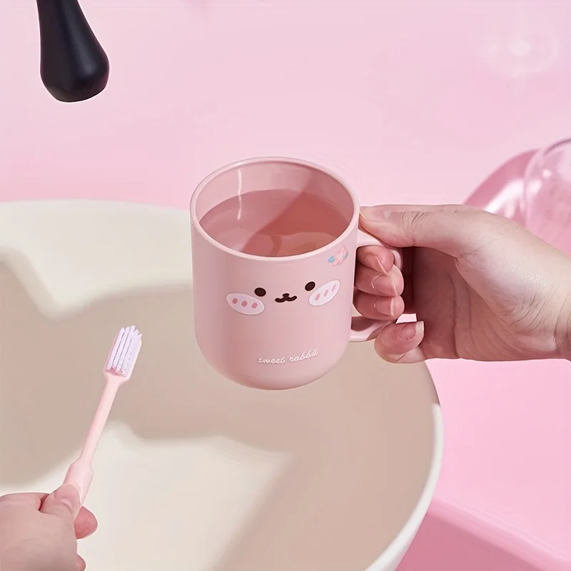 A odorless travel toothbrush box and mouthwash cup set - portable, plastic toothpaste cup, cute rabbit design, bathroom mouthwash cup, space-saving hygiene solution for carry-on, suitable for business travel and vacation