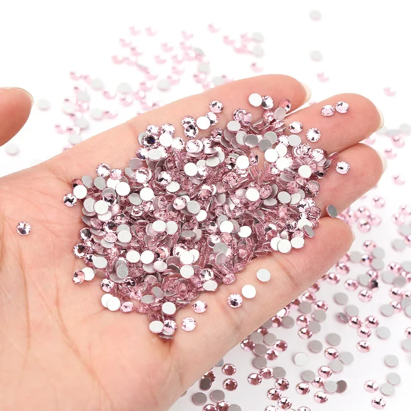 SS4-40 vetro rosa chiaro Glitter cristallo Flatback Non HotFix Strass Strass fascino fai da te Nail Art decorazioni gioielli diamante